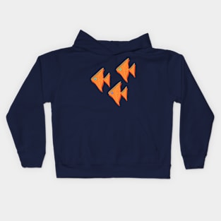 Orange mosaic angelfish fish Kids Hoodie